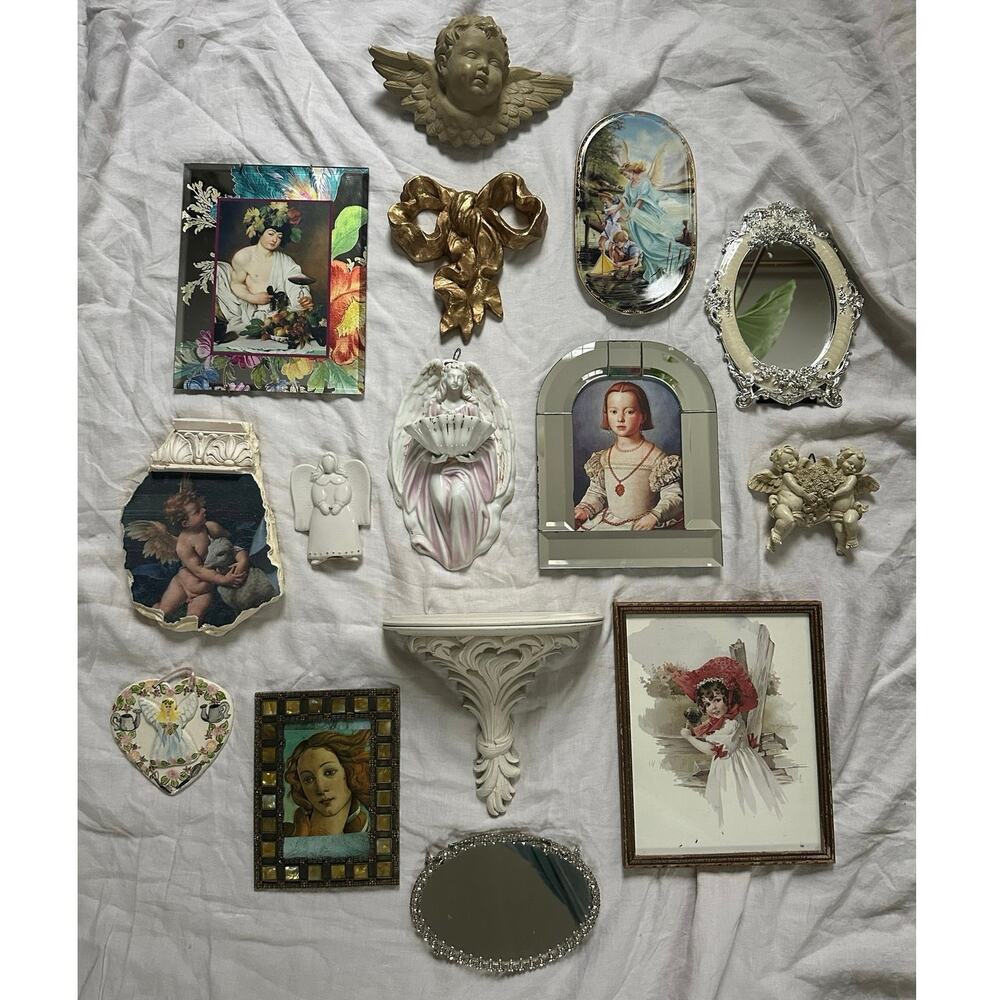 Vintage lot gallery accent wall art pictures set ornate gold framed portraits 14